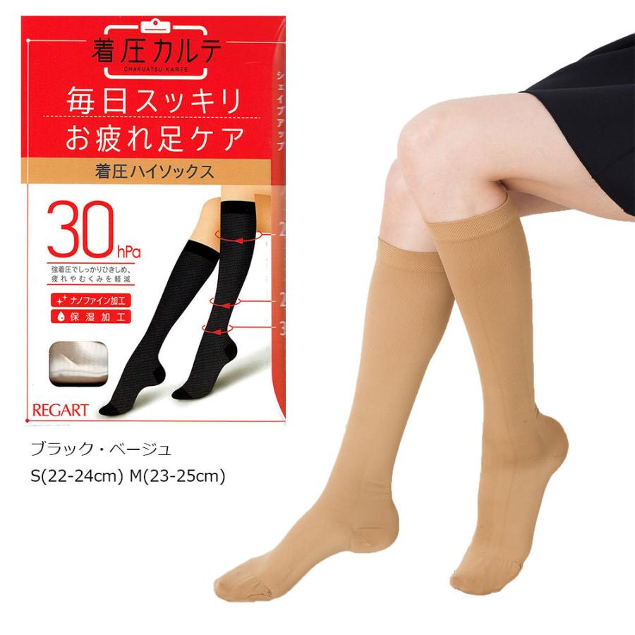 超補正着圧メディビューティ☆日本製☆ローチベージュ L2＋着圧ハイソックス3足 靴下 着圧ソックス 3足セット 着圧ハイソックス 段階式 黒 ベージュ