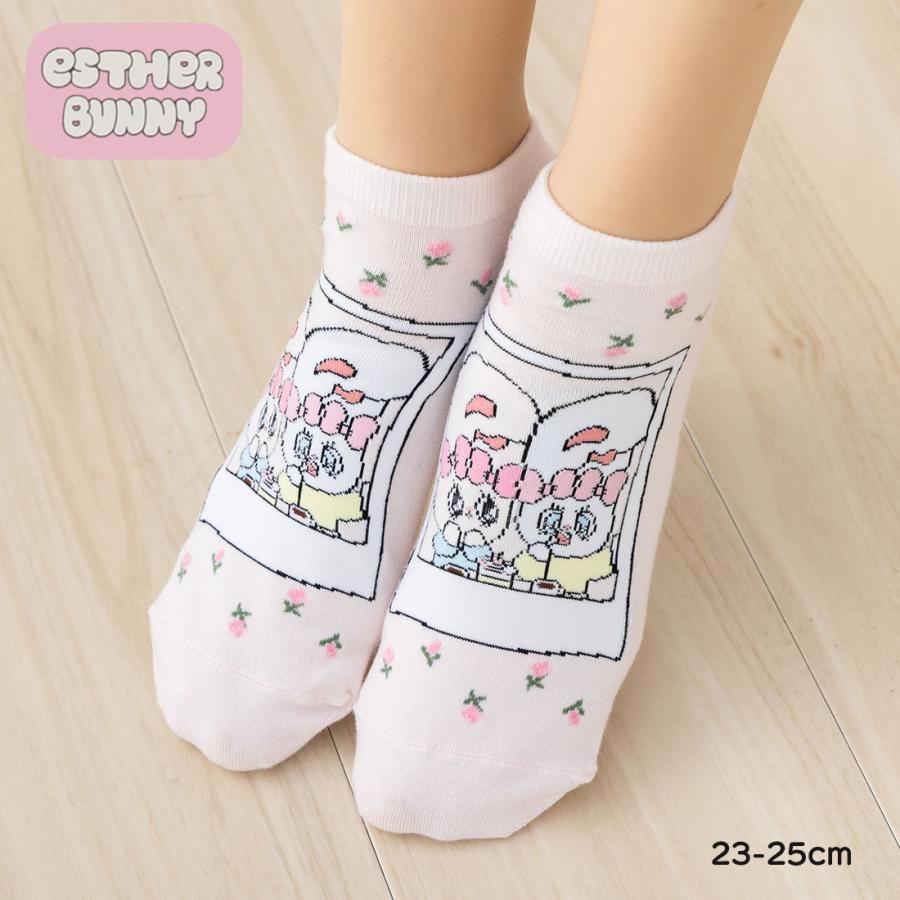 ESTHER BUNNY バニーズフォト柄 スニーカー丈ソックス 23-25cm