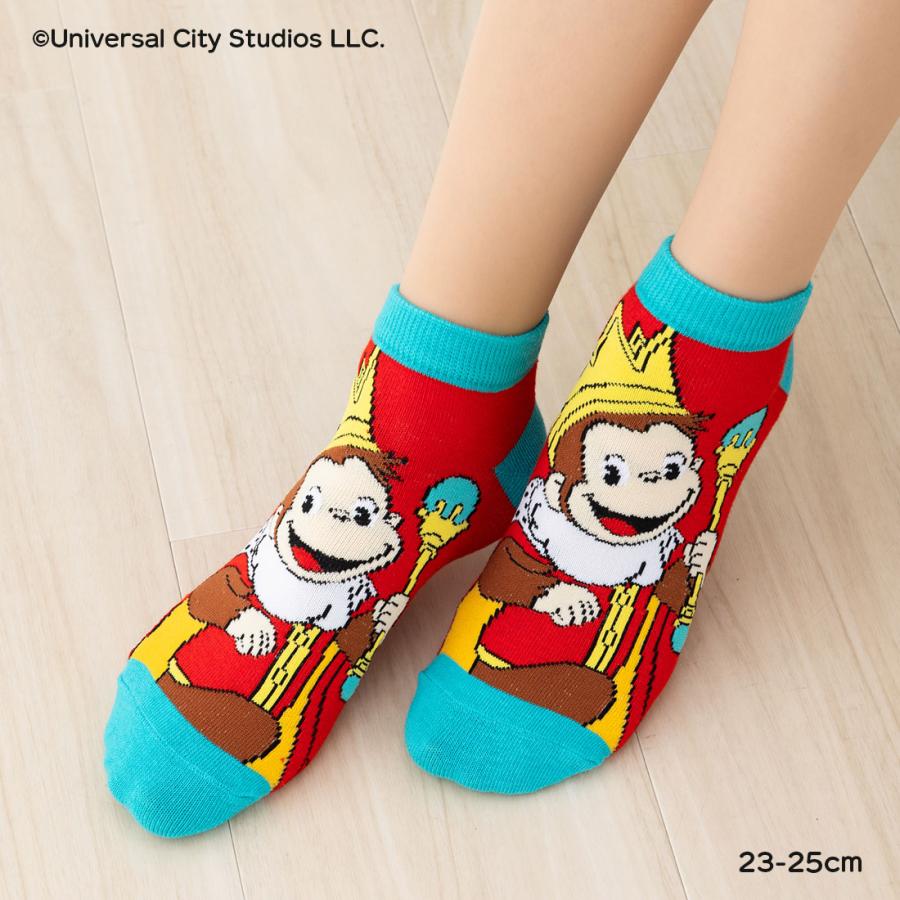 おさるのジョージ ソックス 王冠柄 23-25cm レディース ユニバーサル