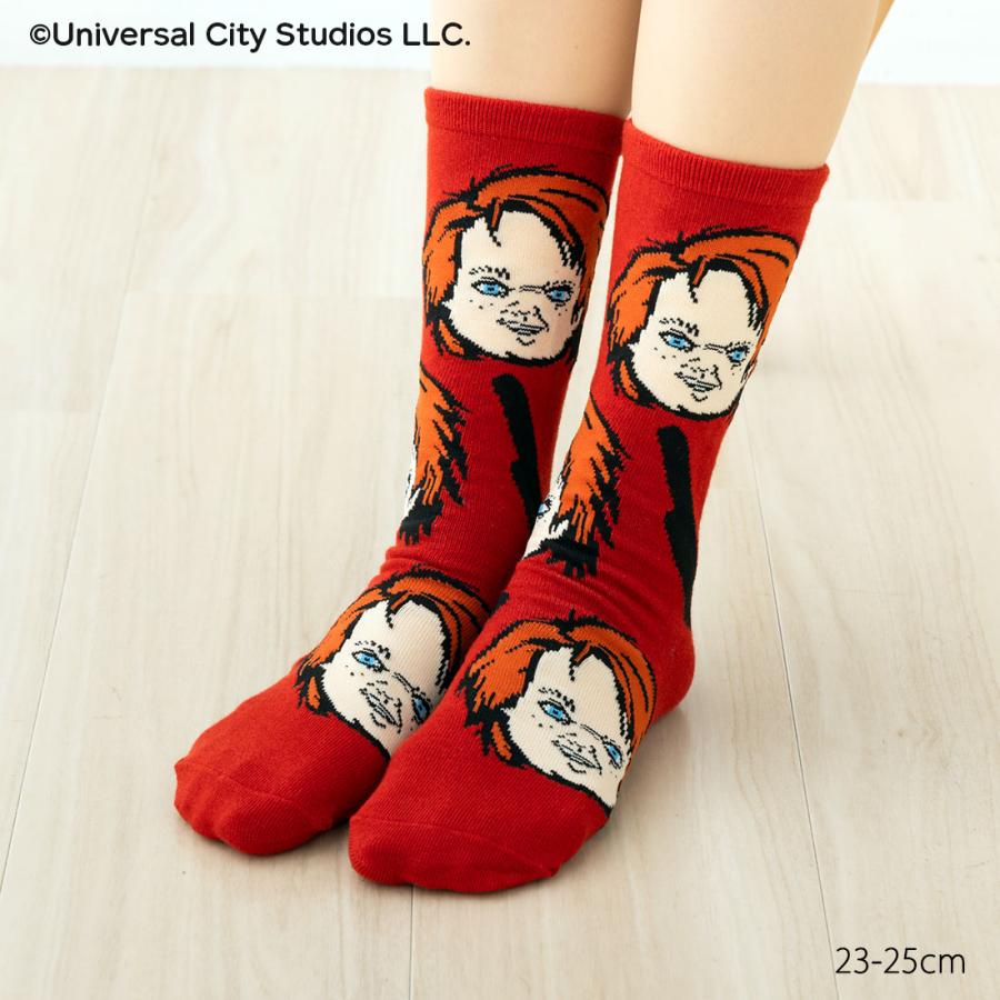 CHUCKY チャッキー総柄 ハイソックス 赤 23-25cm レディース 靴下
