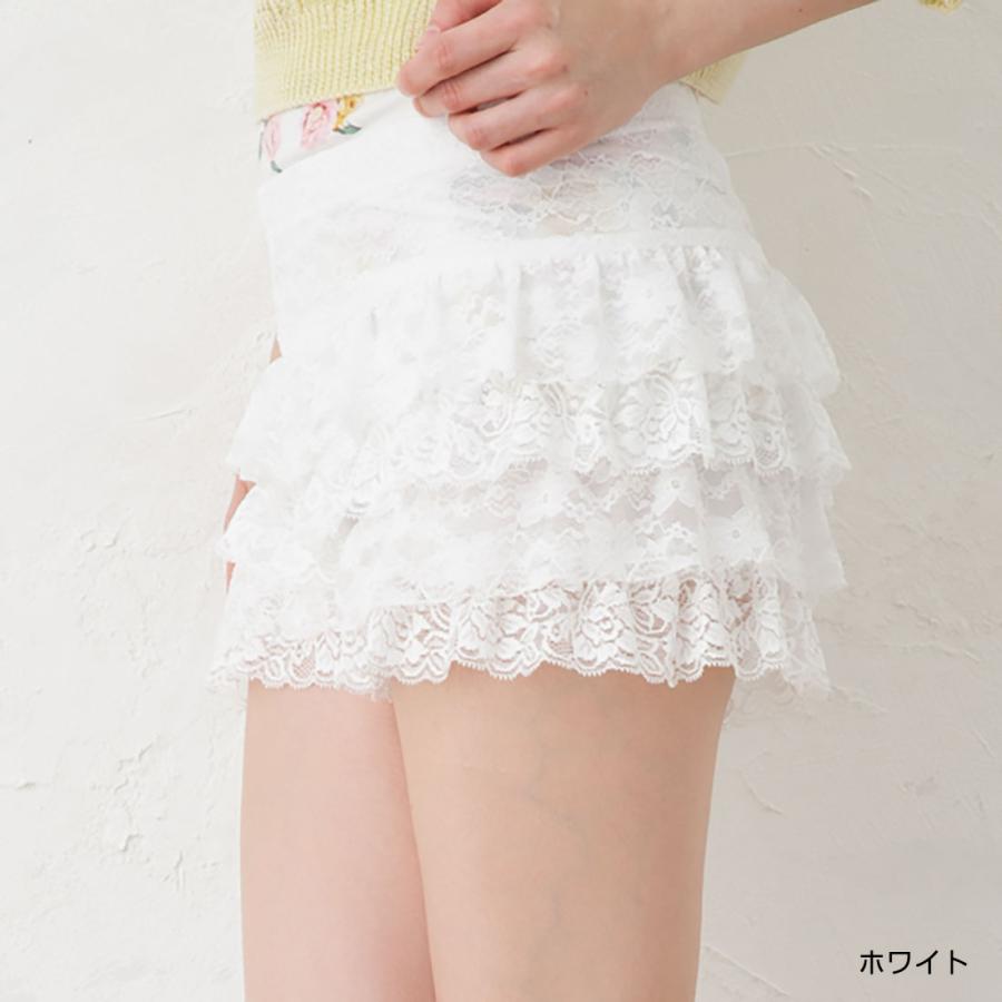 花柄 4段レースペチパンツ M-L 黒・白 レディース ペチコート スタジオ
