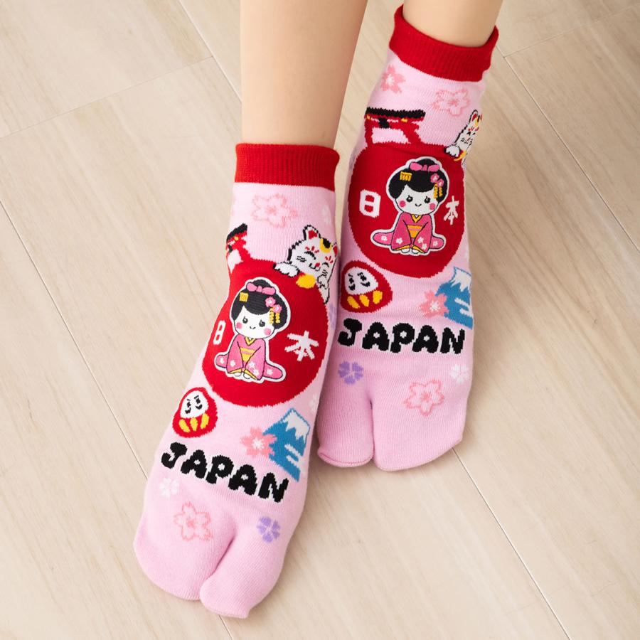 舞子と桜柄 大寸足袋ソックス スニーカー丈 24-30cm(us/6-12・uk 舞子と桜柄 大寸足袋ソックス スニーカー丈 24-30cm(us/6-12・uk
