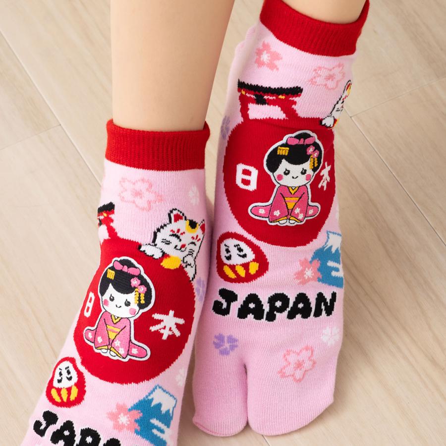 舞子と桜柄 大寸足袋ソックス スニーカー丈 24-30cm(us/6-12・uk 舞子と桜柄 大寸足袋ソックス スニーカー丈 24-30cm(us/6-12・uk