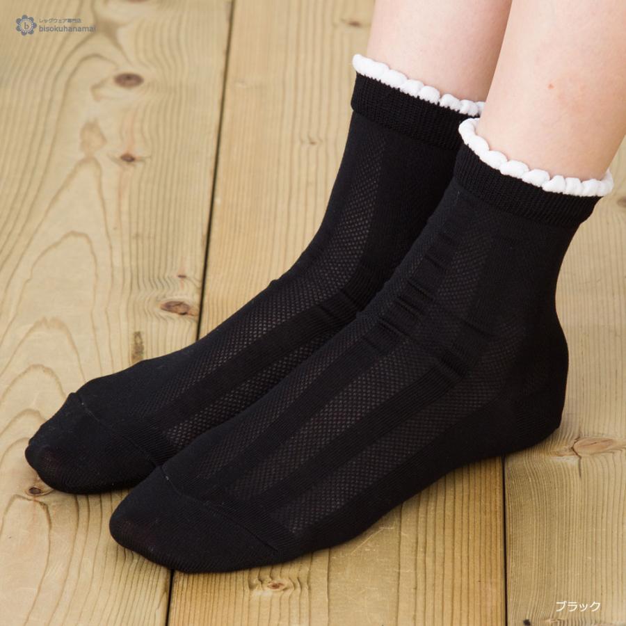 B&W シルケットスパイラルストライプ ロークルーソックス (23-24cm)(全2色) 靴下 レディース crew socks redies｜bisokuhanamai｜04