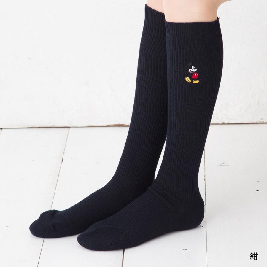 Disney 着圧 ミッキーワンポイント刺繍 スクールソックス 36cm丈 Disney 着圧 ミッキーワンポイント刺繍 スクールソックス 36cm丈