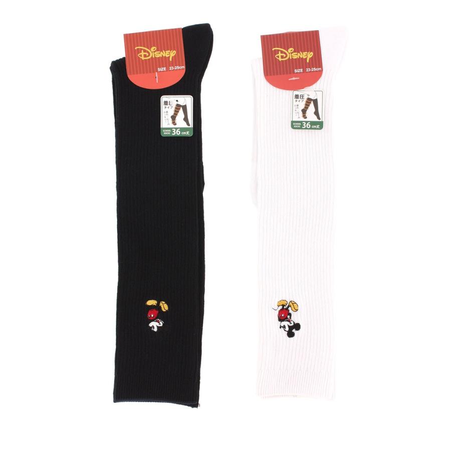 Disney 着圧 ミッキーワンポイント刺繍 スクールソックス 36cm丈 Disney 着圧 ミッキーワンポイント刺繍 スクールソックス 36cm丈