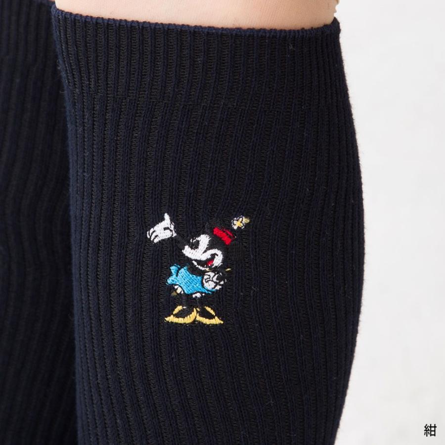 Disney 着圧 ミニーワンポイント刺繍 スクールソックス 36cm丈 ( 紺 白 
