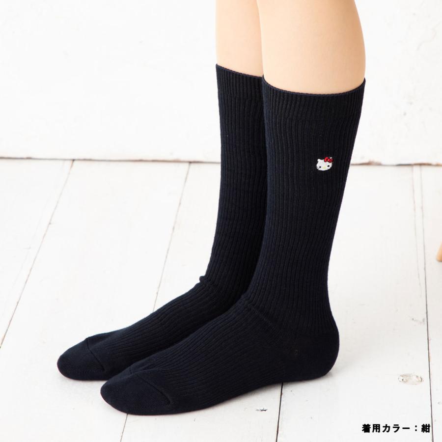 ハローキティ (着圧)ハローキティ ワンポイント刺繍 スクール ハローキティ (着圧)ハローキティ ワンポイント刺繍 スクール