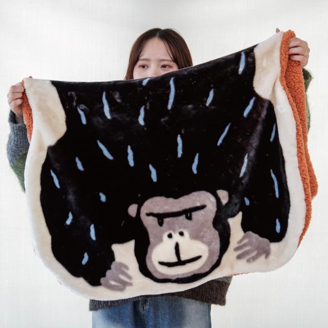 モモンガハウス(パンダ柄Ver.3)ボア 黒   2000円 ダイカットブランケット Momonga モモンガ アニマル ファー あったか