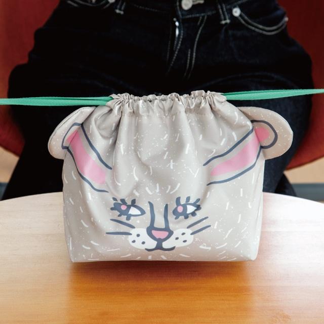BISQUE ランチ巾着 momonga モモンガ ランチバッグ 保冷 保温 猫
