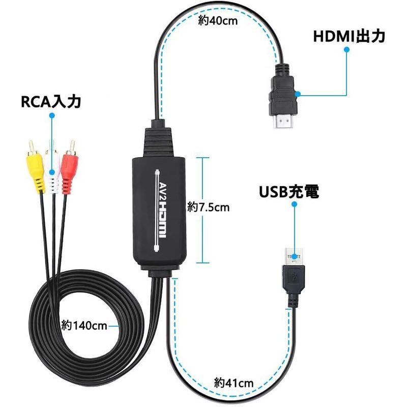 RCA to HDMI 変換コンバーター CANEOV AV CVBS 3RCA to HDMI コンポジット変換器 1080P デオオーデ｜bisuta｜04