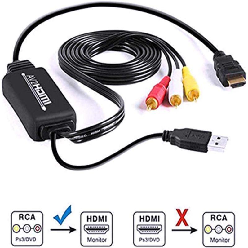 RCA to HDMI 変換コンバーター CANEOV AV CVBS 3RCA to HDMI コンポジット変換器 1080P デオオーデ｜bisuta｜07