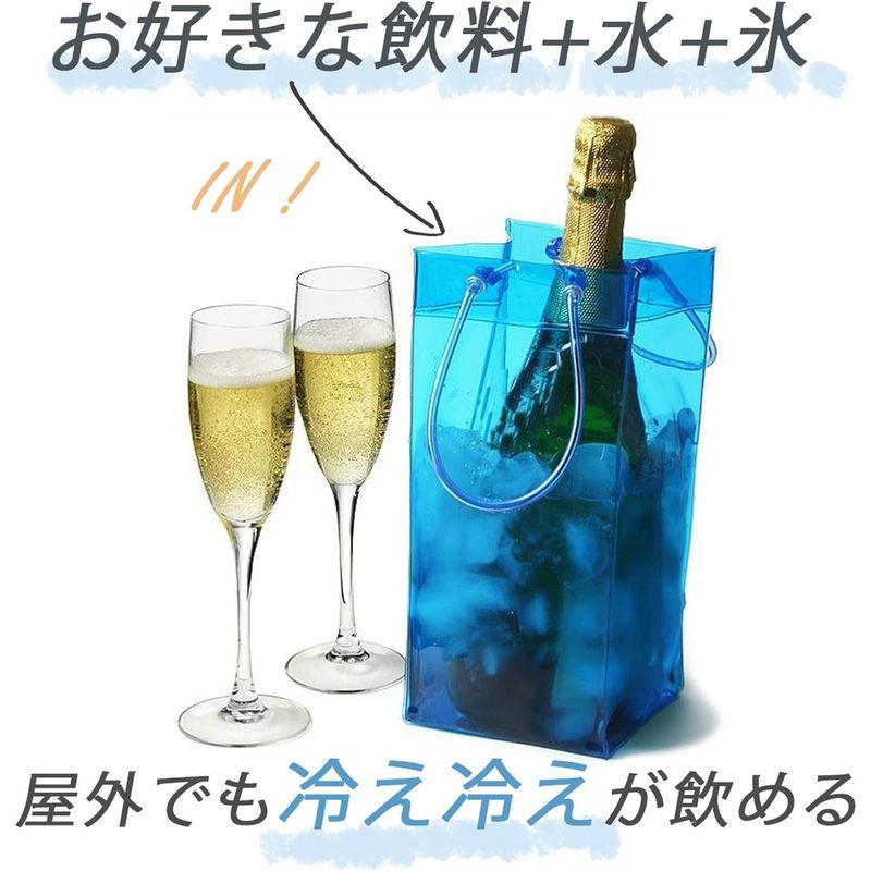PIENSE アイスクーラーバッグ ワインバッグ 保冷 氷 PVC シャンパン 日本酒 焼酎 飲み物 3色セット SNS映え｜bisuta｜05