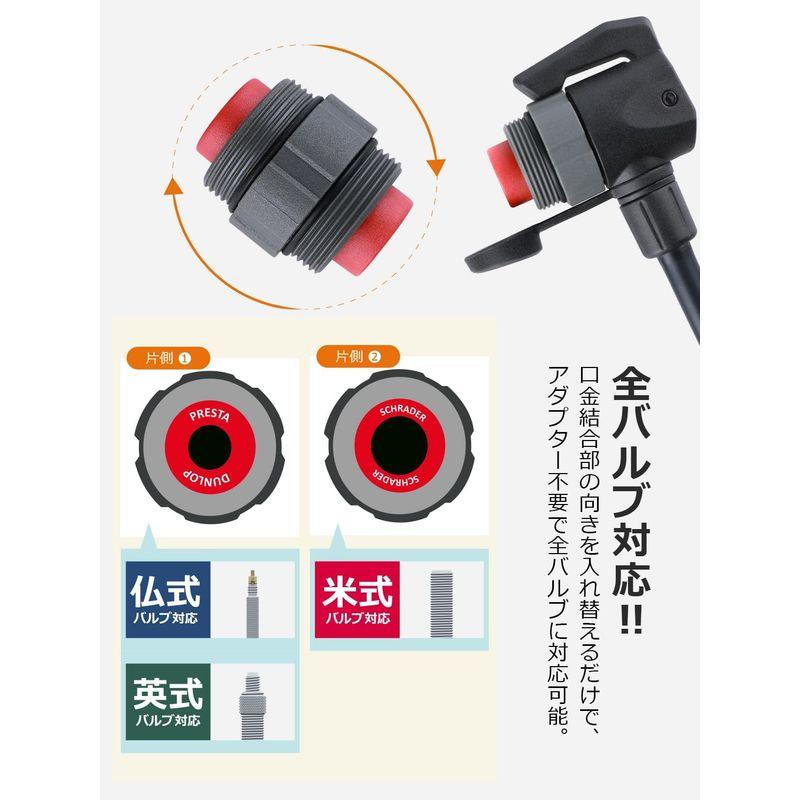 GIYO 自転車 空気入れ 携帯ポンプ 仏式/英式/米式バルブ対応 大型ゲージ付き 120psi 携帯用 軽量 ミニフロアポンプ ロードバイ｜bisuta｜02