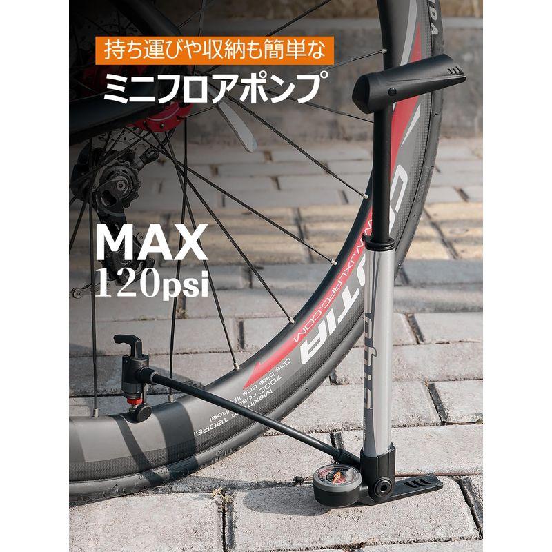 GIYO 自転車 空気入れ 携帯ポンプ 仏式/英式/米式バルブ対応 大型ゲージ付き 120psi 携帯用 軽量 ミニフロアポンプ ロードバイ｜bisuta｜06