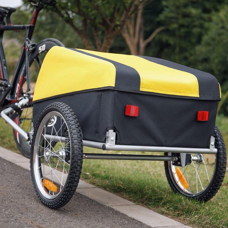 本物保証!  CXWXC サイクルトレーラー 自転車 トレーラー 折りたたみ 耐荷重40kg 防水カバー付き イエロー（CX-20218）