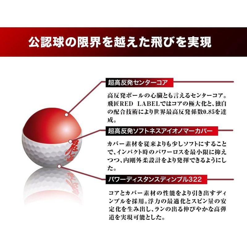 ワークスゴルフ(WORKS GOLF) ゴルフボール 飛匠 レッドラベル 極 ホワイト 2023年モデル高反発ボール｜bisuta｜05