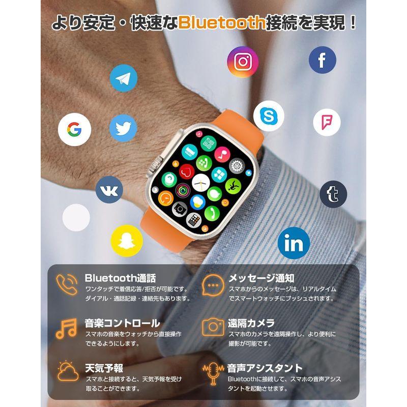 スマートウォッチ 2.15インチ大画面 & 2種類バンド付きBluetooth5.2通話機能付き 個人名刺 PayPal入金コード メッセー｜bisuta｜03