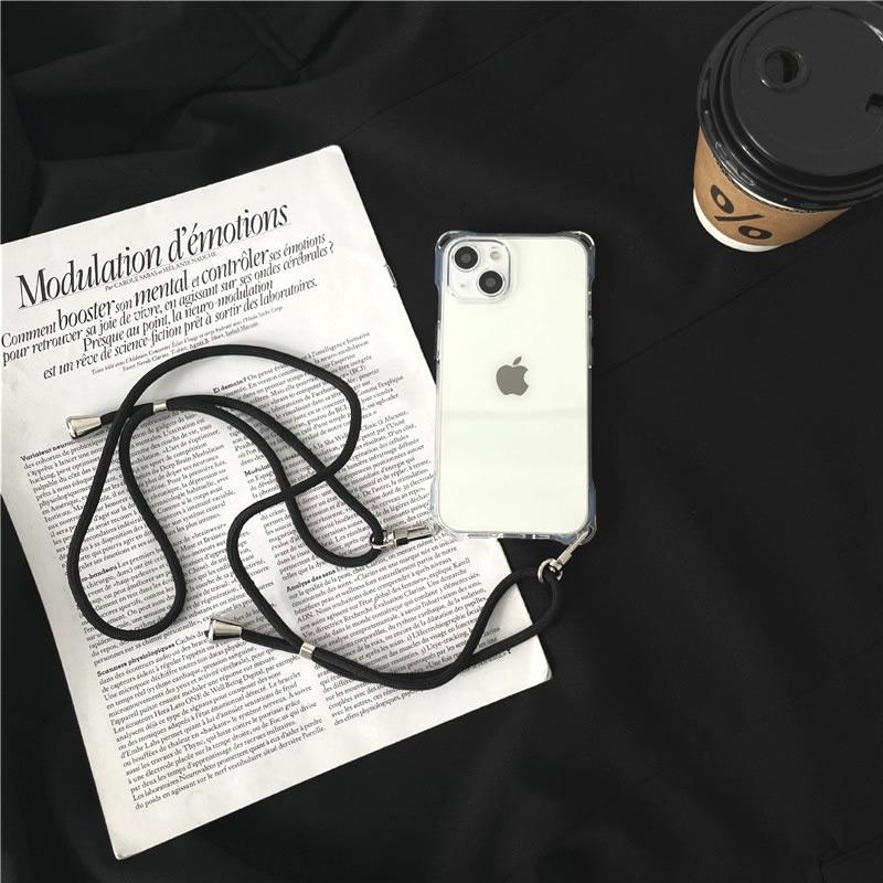 iPhone14/13スマホケースクリアネック ショルダーストラップ付き耐衝撃薄型軽量紐付き斜めがけ織りストラップ付き肩掛け縦/横2WAY調節可能なショルダー | iPhone | 07