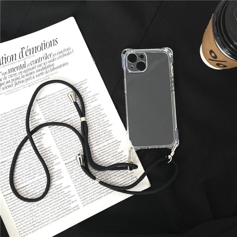 iPhone14/13スマホケースクリアネック ショルダーストラップ付き耐衝撃薄型軽量紐付き斜めがけ織りストラップ付き肩掛け縦/横2WAY調節可能なショルダー | iPhone | 06