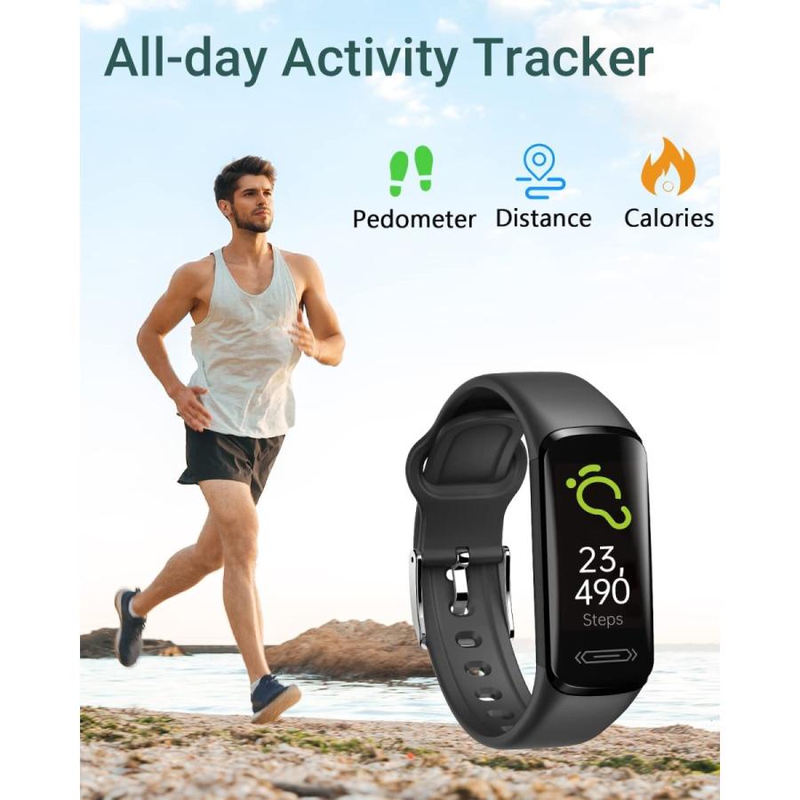スマートウォッチ リストバンド型フィットネストラッカー活動量計歩数計心拍数睡眠モニタリング着信通知座りすぎ通知複数スポーツモードIP68防水