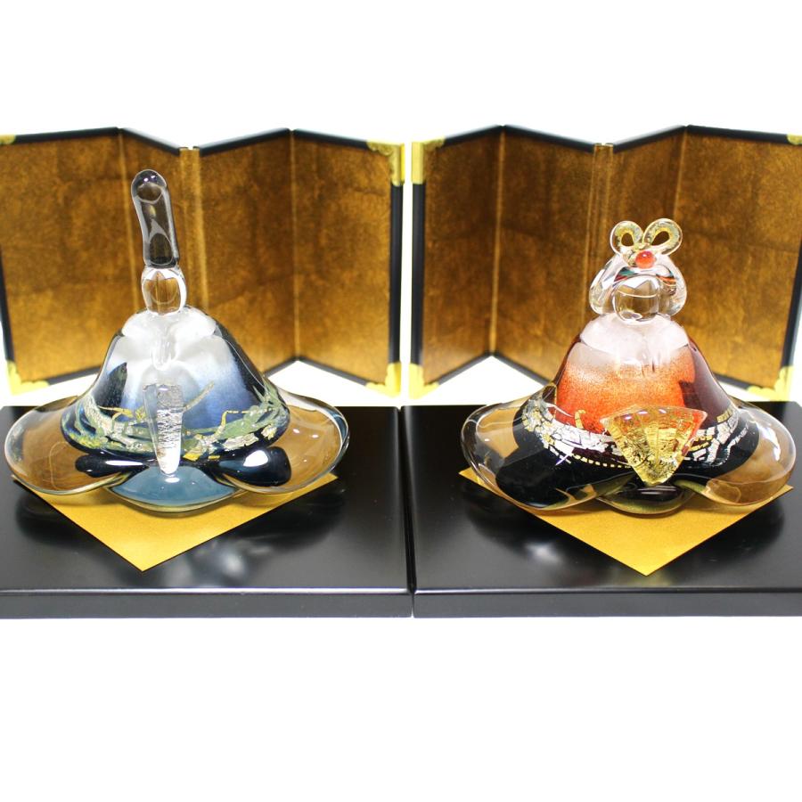 ガラスのお雛様 富士雛 (ふじびな) 雪洞 (ぼんぼり) 付き glass calico