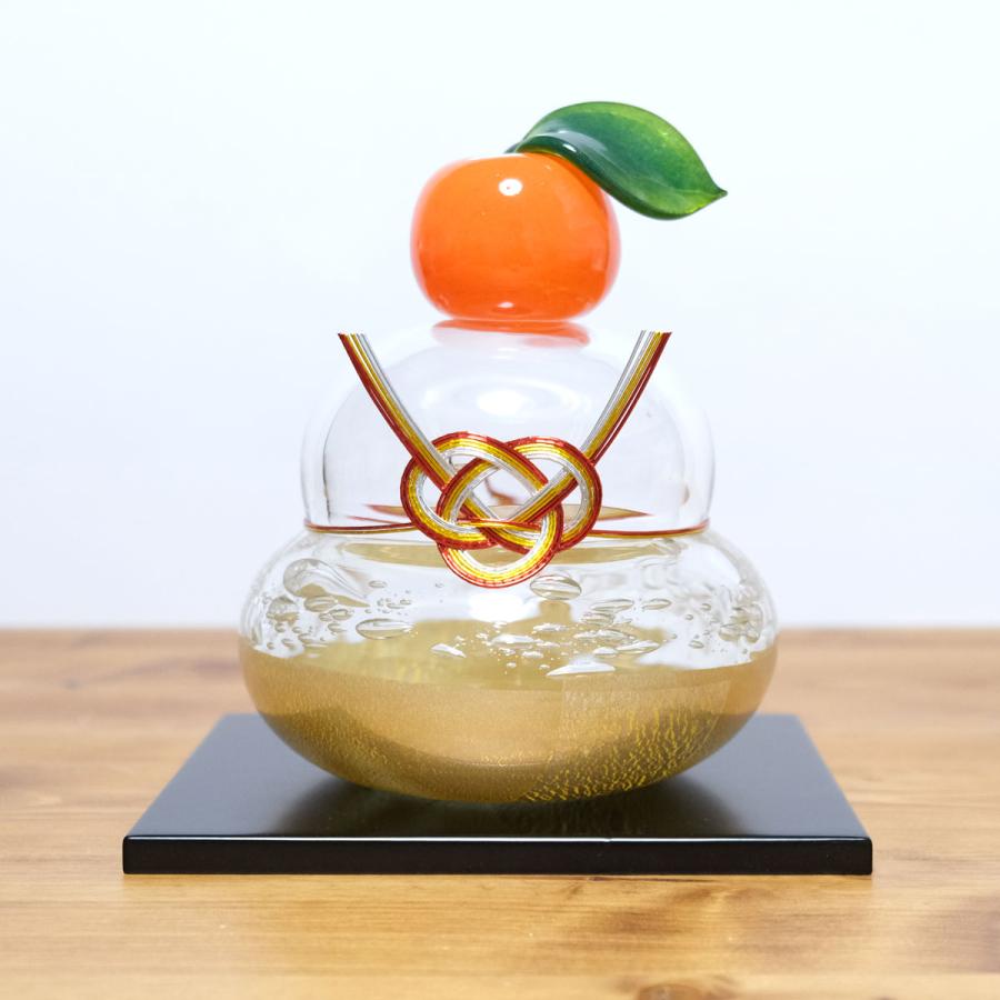 送料無料】 ガラスの鏡餅 特大（LL） 化粧箱入 glass calico グラス