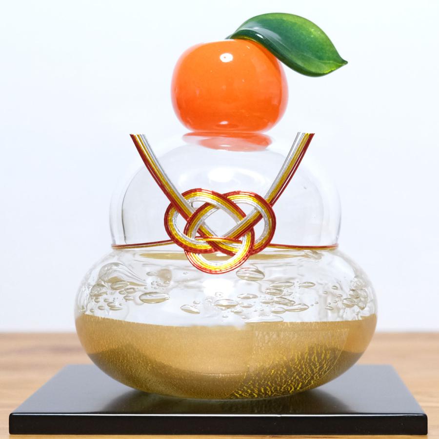 送料無料】 ガラスの鏡餅 特大（LL） 化粧箱入 glass calico グラス