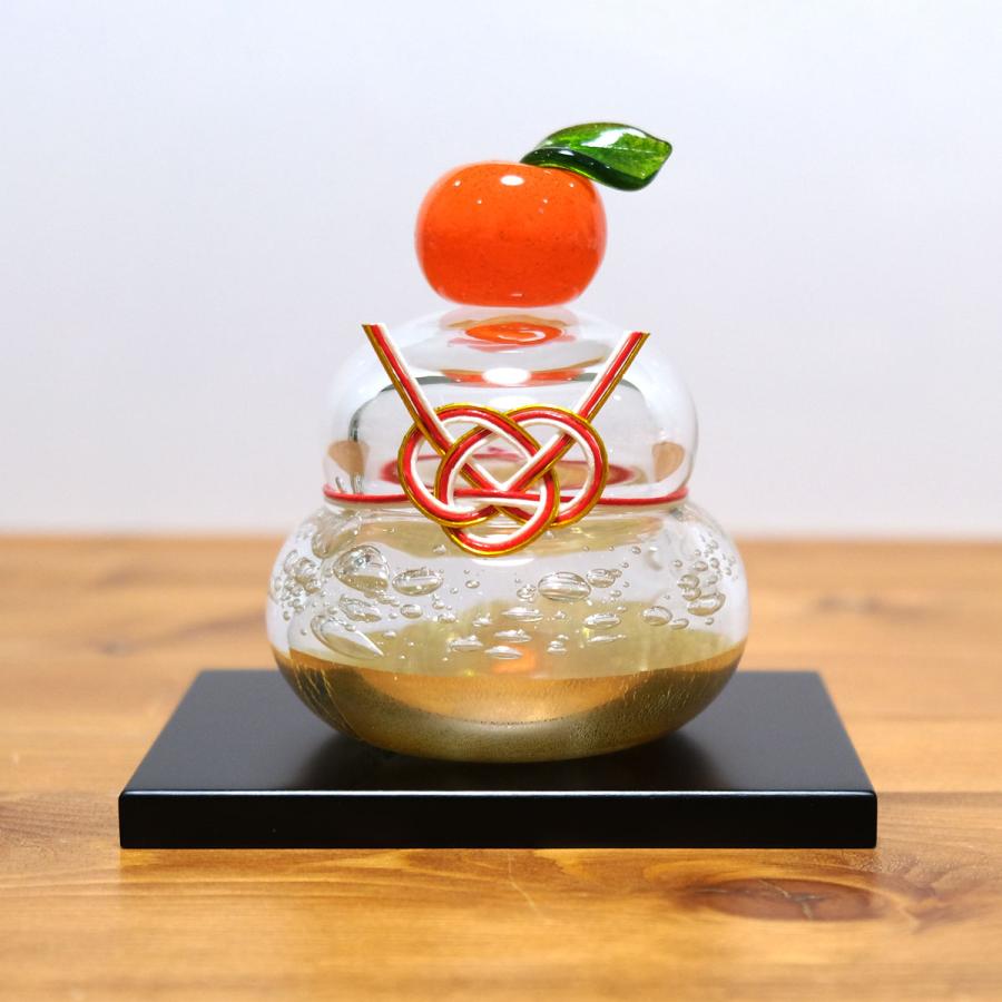 ガラスの鏡餅（M） glass calico グラスキャリコ ハンドメイド ガラス