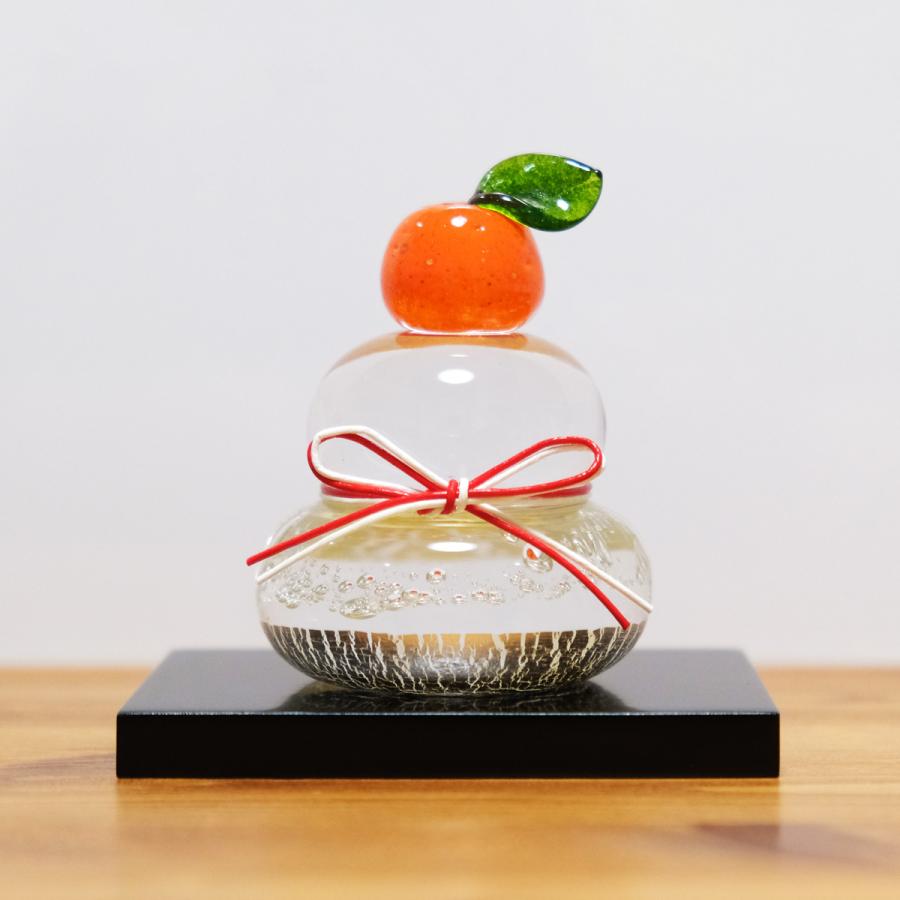 ガラスの鏡餅（S） glass calico グラスキャリコ ハンドメイド ガラス
