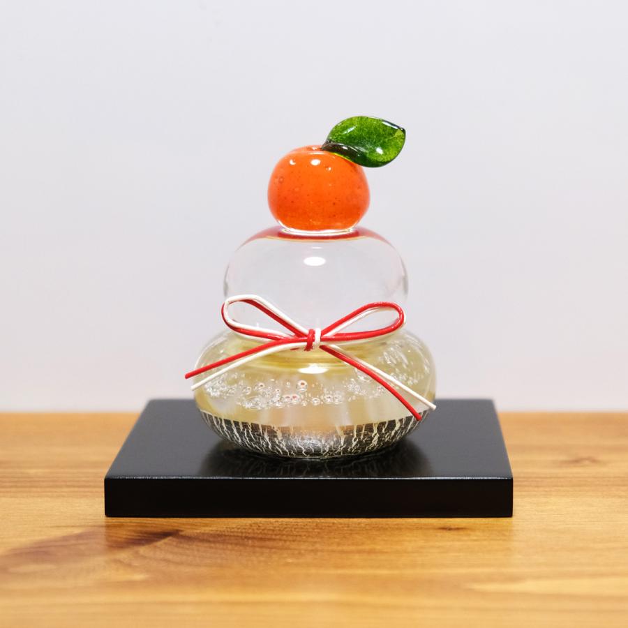 ガラスの鏡餅（S） glass calico グラスキャリコ ハンドメイド ガラス