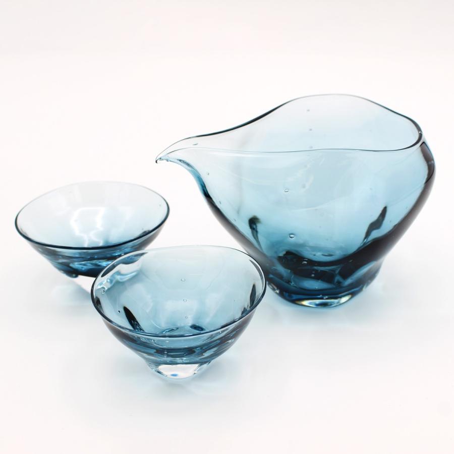 glass calico グラスキャリコ ハンドメイド ガラス酒器 ミナモブルー ぐい呑｜bisyukiya｜02