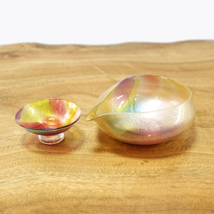 glass calico グラスキャリコ ハンドメイド ガラス酒器 プリズム 雅 (みやび) 冷酒器セット (片口・ぐい呑 1個) ギフト おしゃれ