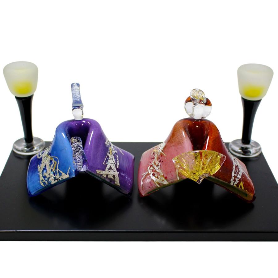 ガラスのお雛様 咲きひとえ雛 雪洞（ぼんぼり）付き SAIZOU GLASS LABO