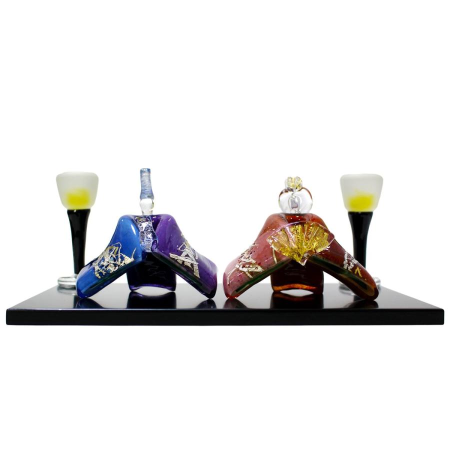 ガラスのお雛様 咲きひとえ雛 雪洞（ぼんぼり）付き SAIZOU GLASS LABO