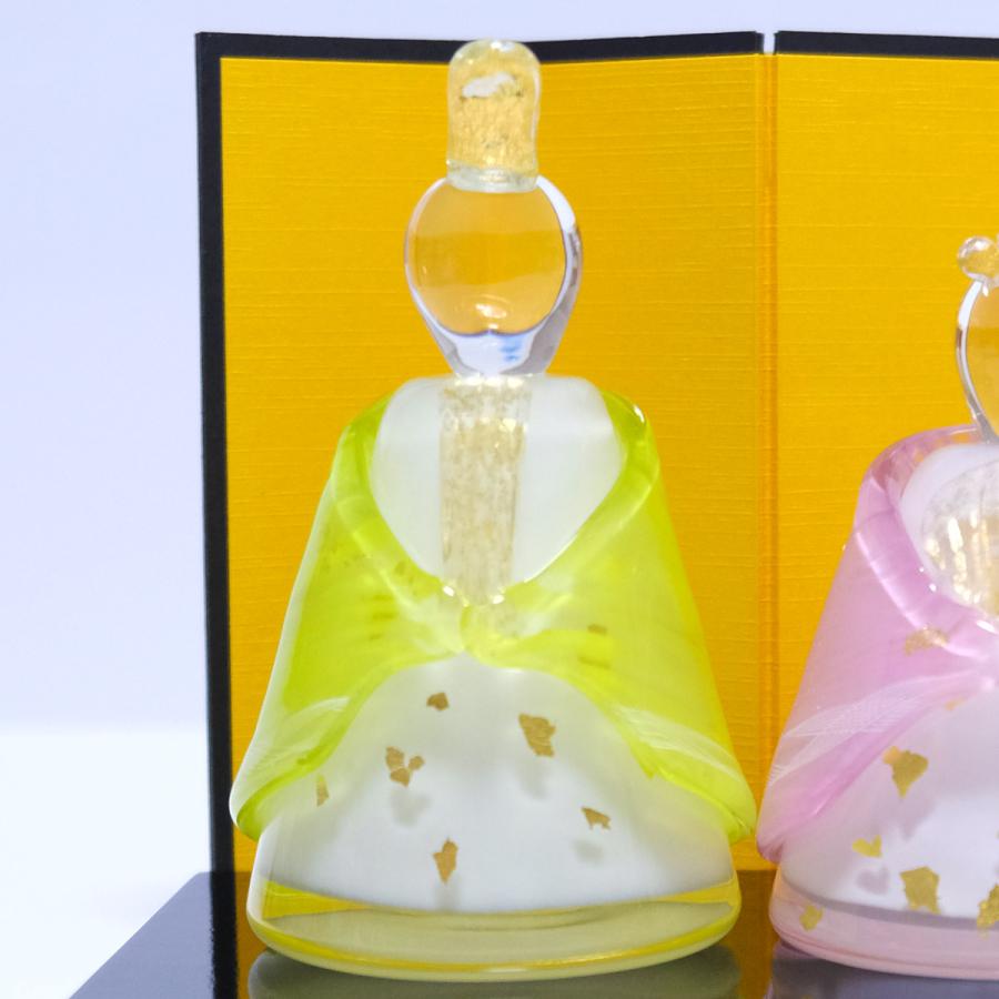 ガラスの雛飾り 春の風 (鶯色・桃色) 桐箱入 FIORETTO フィオレット