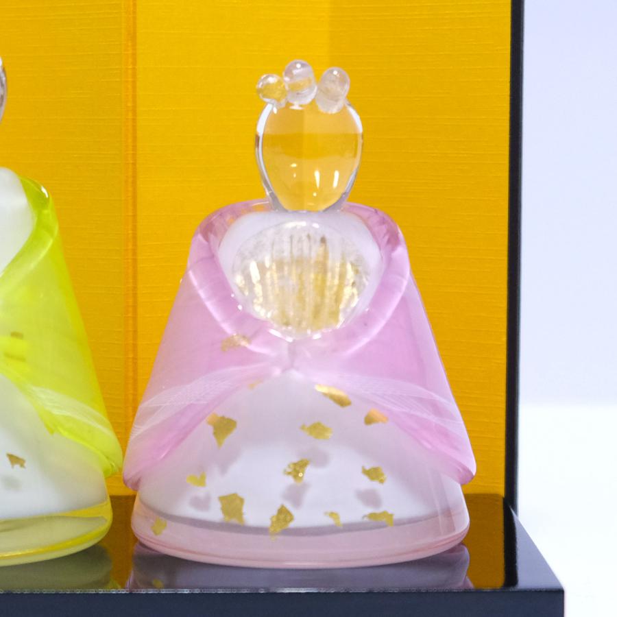 ガラスの雛飾り 春の風 (鶯色・桃色) 桐箱入 FIORETTO フィオレット