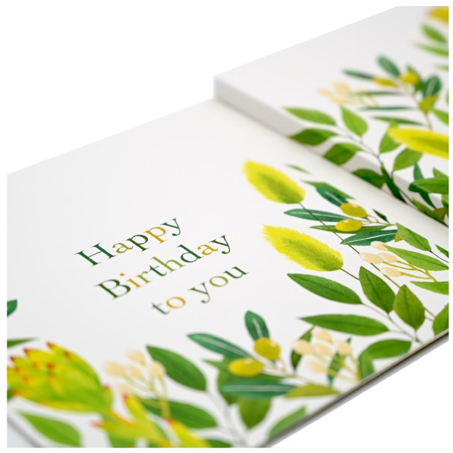 誕生日 名前で歌う バースデー カード プレゼント メロディ サプライズ 名入れ オリジナル 特別 感動 おしゃれ 音 子供 孫 親 出産祝い 全14種 リーフ | ブランド登録なし | 01