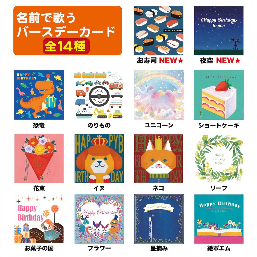 誕生日 名前で歌う バースデー カード プレゼント メロディ サプライズ 名入れ オリジナル 特別 感動 音 子供 孫 出産祝い 全14種 ティラノサウルス 恐竜 | ブランド登録なし | 03