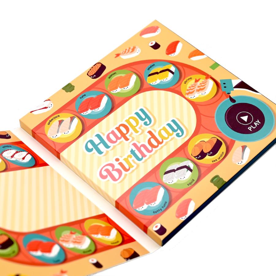誕生日 名前で歌う バースデーカード プレゼント メロディ サプライズ 名入れ オリジナル 特別 感動 おしゃれ 音 子供 孫 親 出産祝い 全14種 お寿司 | ブランド登録なし | 01