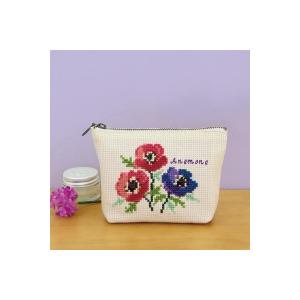 オリムパス クロス・ステッチししゅうキット　フラワーエンブロイダリー　ポーチ　9054・アネモネ | 