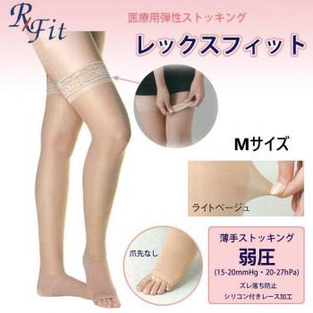 医療用弾性ストッキング　レックスフィット　薄手ストッキング　爪先なし　弱圧　ライトベージュ　Mサイズ2302 |  | 01