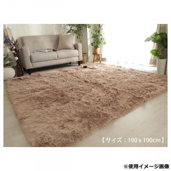マイクロファイバーロングシャギーラグ 190×190cm ミルクティ「GSCD508378」 |  | 01