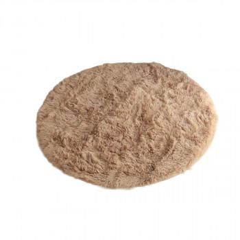 マイクロファイバーロングシャギーラグ 円形 140cmR ミルクティ「GSCD508380」 | 
