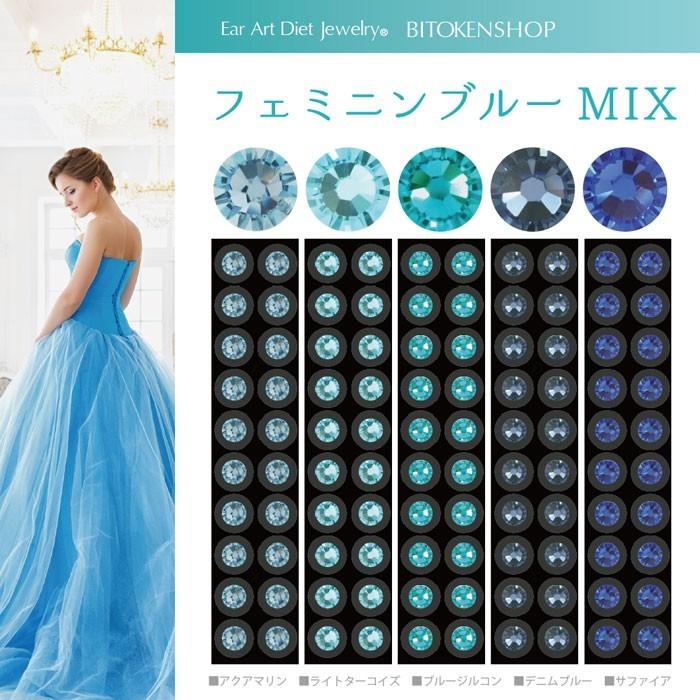 BITOKEN 耳つぼジュエリー【フェミニンブルーMIX】100粒 高品質