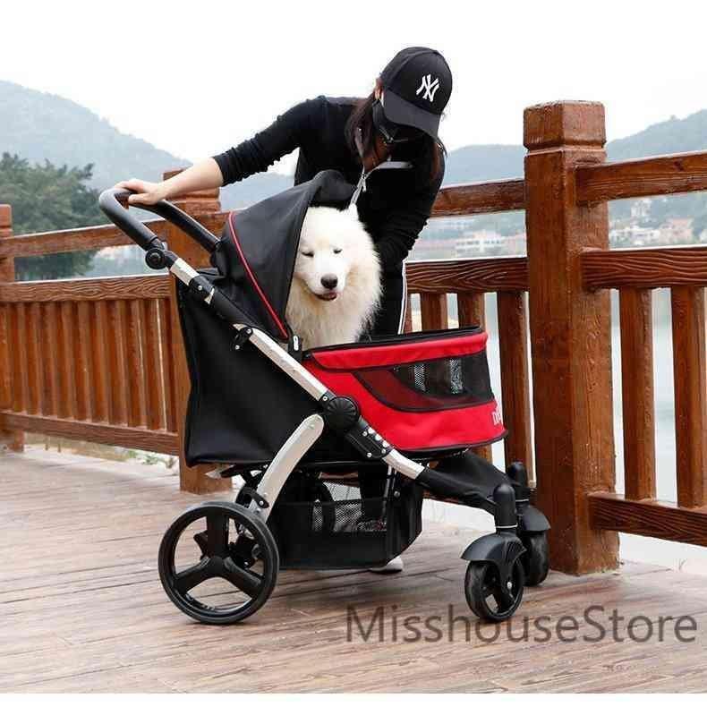 【新品】 ペット用カート折り畳みベビーカー乳母車キャリーバッグ小型犬中型犬大型犬猫大型商品35kgまでレッドグレーブラック 【SK1021370339】(35751円)