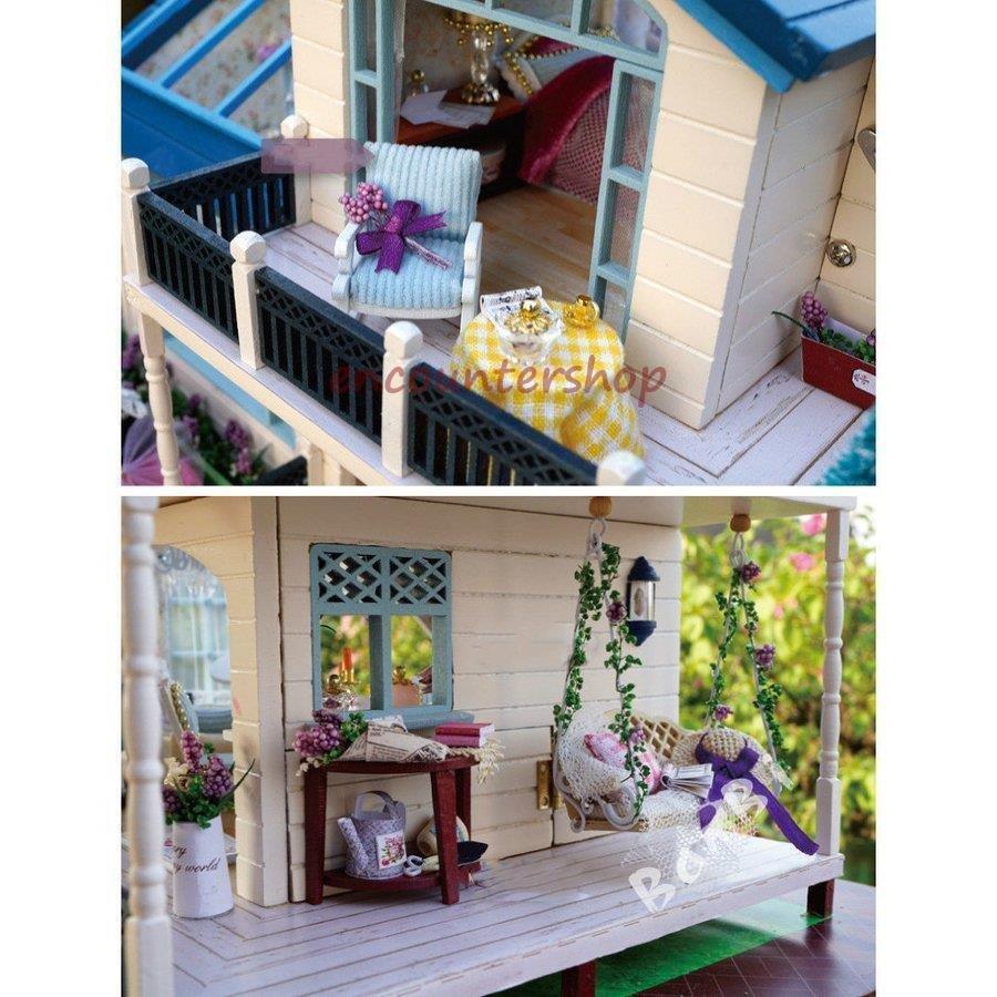 DIY木製ドールハウス 手作りキットセット ミニ家具工芸品キット ミニチュアコレクション LEDライト 誕生日プレゼント 手作りキットセット ミニ家具工芸品キット ミニチュアコレクション LEDライト 誕生日プレゼント