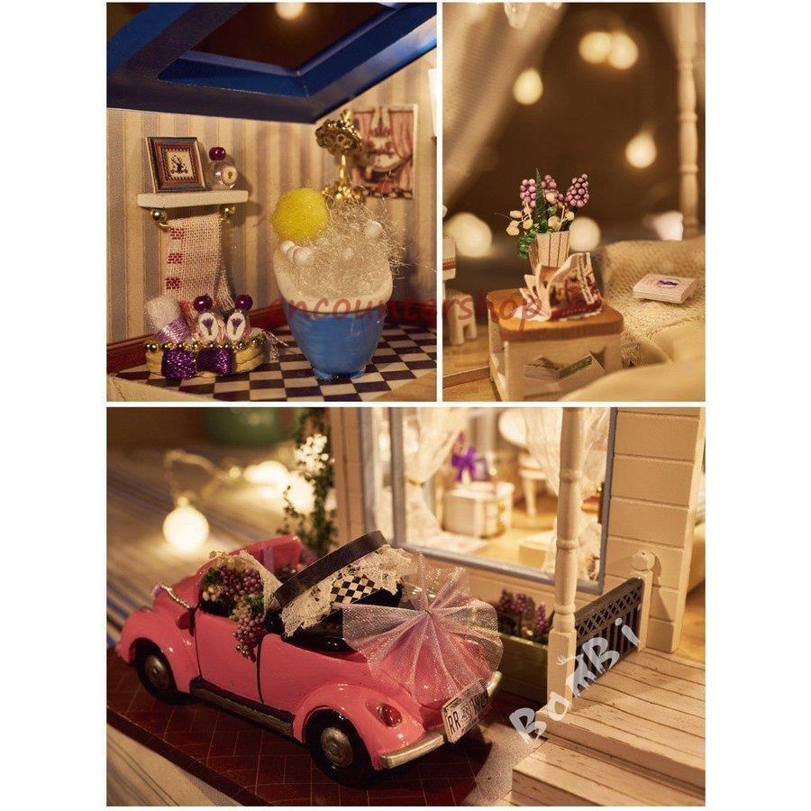 DIY木製ドールハウス 手作りキットセット ミニ家具工芸品キット ミニチュアコレクション LEDライト 誕生日プレゼント 手作りキットセット ミニ家具工芸品キット ミニチュアコレクション LEDライト 誕生日プレゼント