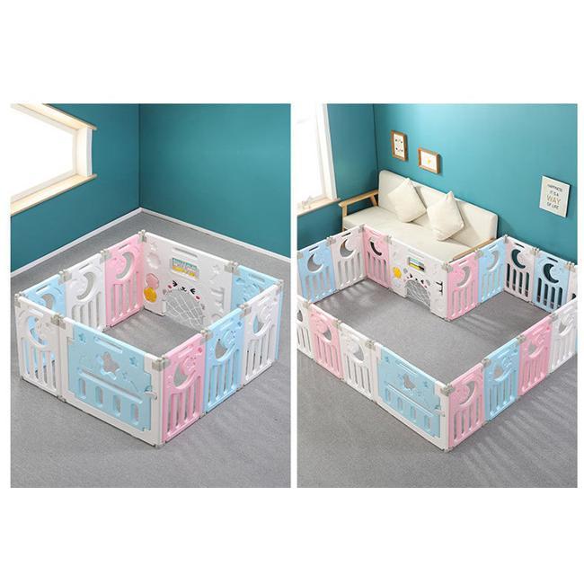 新作商品 ベビーサークル ベビーゲート 折りたたみ おしゃれ プレイヤード プラスチック ドア付き 扉ロック セーフティーゲート 赤ちゃん 柵 安全 長方 