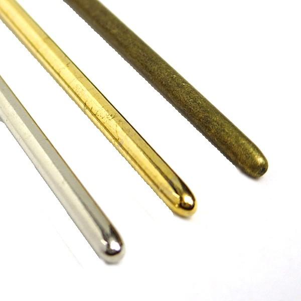 簪棒（かんざしパーツ）1本足 大 金古美 15cmφ2.5mm / 簪 軸 髪